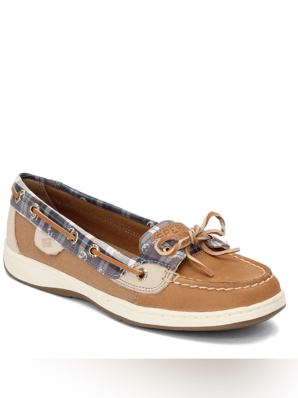 Sperry Angelfish Varsity Boat Shoes Plaid Anchor Memory Foam Loafers Women’s 7.5